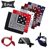 Material: 100% Baumwolle Sylanda Bandanas [6 Pack] Bandana Herren, Kopftuch Damen, Square Biker Halstuch Bandana Set Baumwolle Paisley Halstuch Kopf Schal für Frauen, Männer und Kinder Mode-Vierecktuch