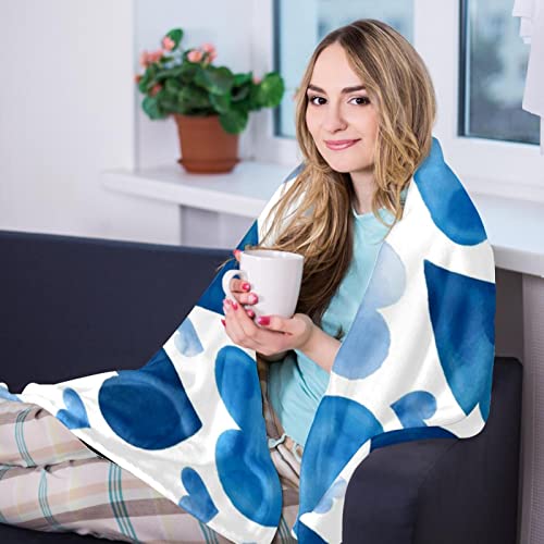 Couverture polaire douce 150x99 pour lit simple et enfant à motifs cœurs bleus - 8