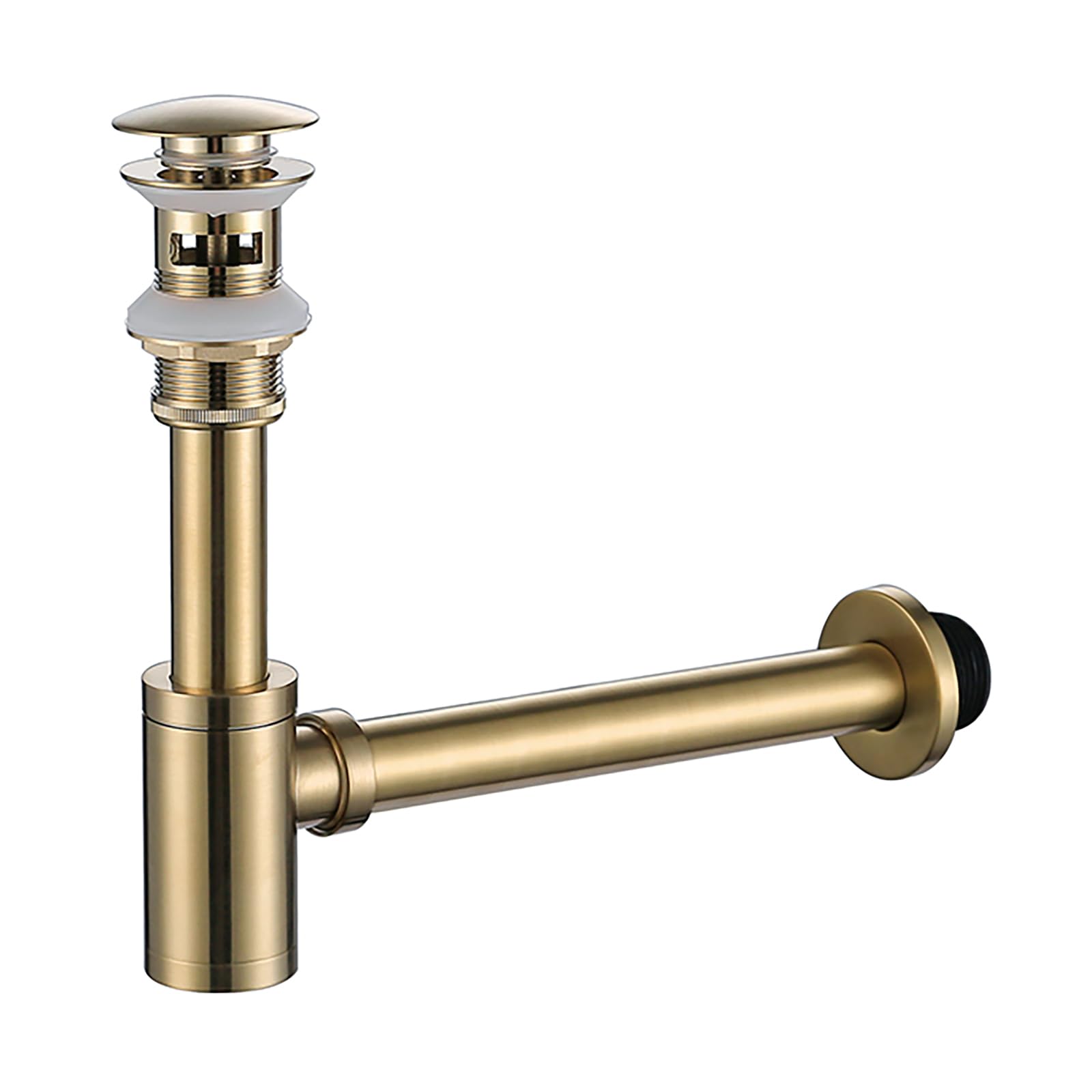 Siphon Waschbecken Gebürstetes Gold mit Überlauf,Pop Up Ablaufventil,Geruchsverschluss,Höhenverstellbar Abflussrohr Waschbecken,Universal Abflussrohr 1 1/4"
