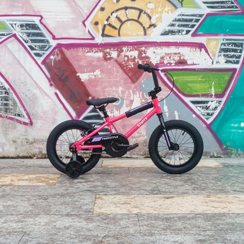 cubsala 14 Inch Little Kids Bike for 3 4 5 Years Old Boys Girls Beiginner Riders BMX Style Bicycle with Training Wheels Coaster & Rear V Brake, Pink - Thumbnail 4