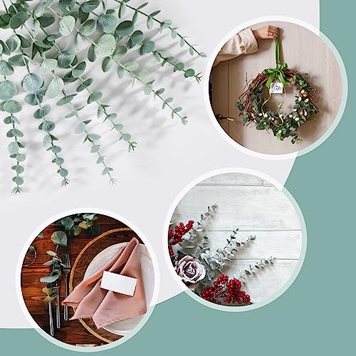 Sukh 24pcs Artificial Eucalyptus Stems - Faux Eucalyptus Branches Decor Fake Eucalyptus Plant hojas de eucalipto artificiales para decoracion Eucalyptus Bouquet Sprigs Leaves Flowe image 1