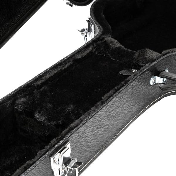 High-End PU Leather Hard Case for 335 Style Semi-Hollow and Hollowbody Electric Guitar with Interior Storage Compartment, Black