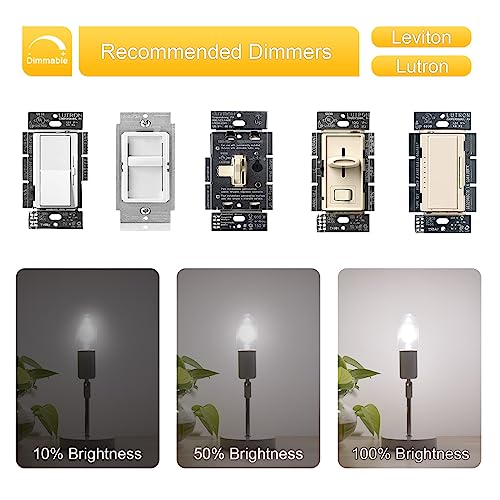 EQ Lighting T45 Tubular Edison Bulbs Dimmable, E26 Led Bulb 40 Watt Equivalent, 4W T14 Led Chandelier Light Bulbs, 4000K Natural White Tube Light Bulbs for Chandeliers, Ceiling Fan, Pendant, 3 Pack by EQ Lighting - Used condition - Image 3