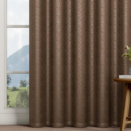 Image of Wakefit Jacquard Room Darkening Curtain | Light Blocking Upto 70% | (9 x 3.9 ft) | Door Curtain | Set of 2 | Reduces Noise | Machine Washable | Smash |Diamond Light Brown