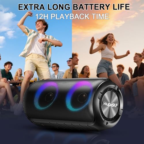 Image of Hupoaf Bluetooth Speaker, 2026 New Portable Wireless Speaker IP7 Waterproof | 6D Loud Sound, HD Call, RGB Lights, 12H Playtime for Home /Party /Outdoor /Beach, Electronic Gadgets, Birthday Gift