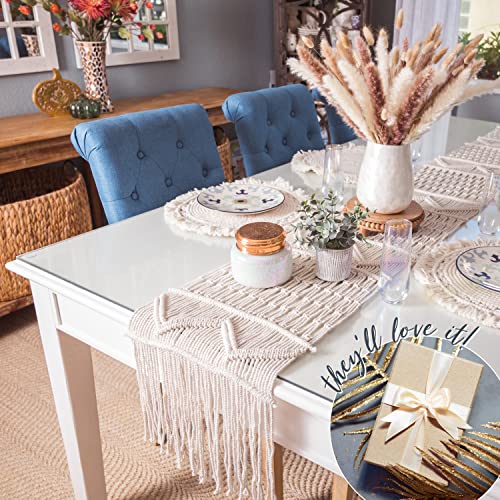 SnugLife Macrame Table Runner Long | Boho Table Runner | Wedding Table Decor | Vintage Farmhouse and Bohemian Dining Room Style (13" Wx100 L) by SnugLife - Image 5
