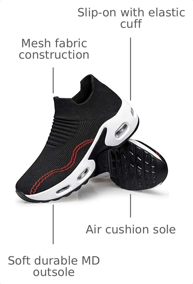 Image of DOUSSPRT Womens Walking Shoes Slip on Sock Sneakers Lady Girls Nurse Mesh Air Cushion Platform Loafers Fashion Casual