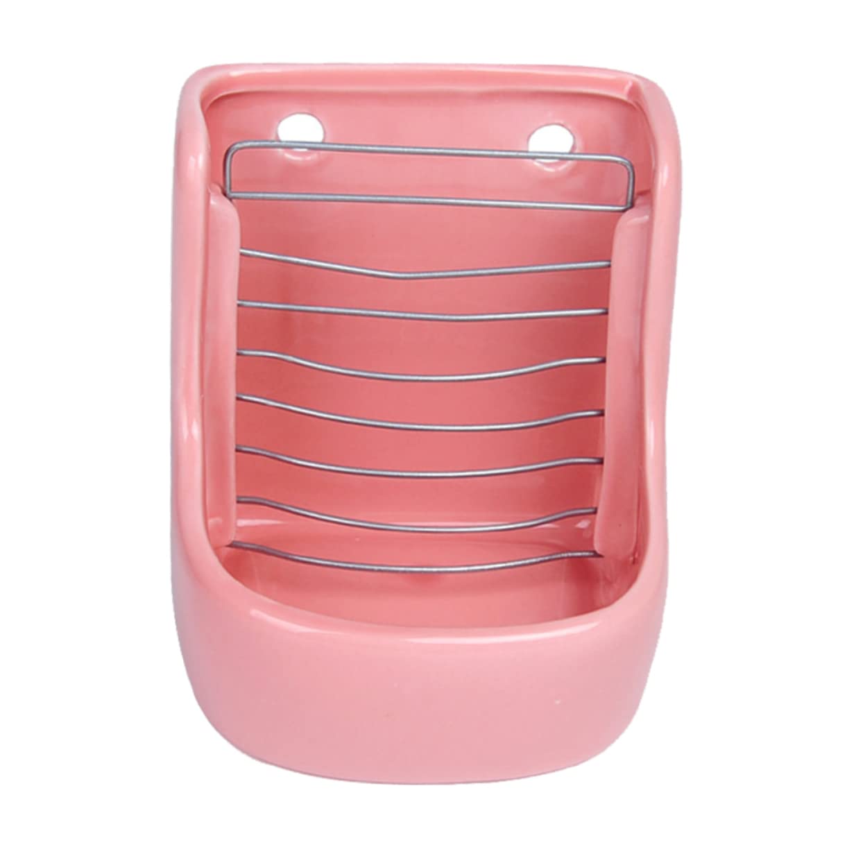 Beaupretty 1pièce Râtelier à Foin Et Bol Alimentaire pour Rongeurs Accessoire Pratique pour Lapins Et Chinchillas Céramique Anti-Renversement Facile à Nettoyer Rose