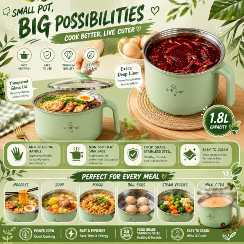 Image of Multipurpose Electric Kettle, 1.5 Litre, 600W, 2 Cooking Pots & Egg Boiler for Boiling Water, Egg,Rice, Random Colour