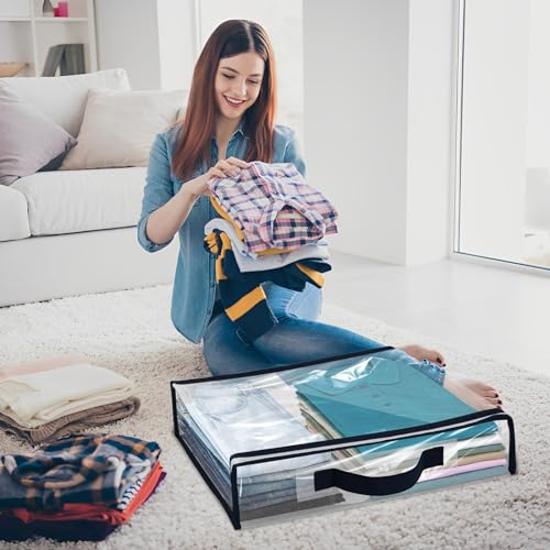 6 bolsas de almacenamiento de ropa en PVC transparente con asa para debajo de cama 8