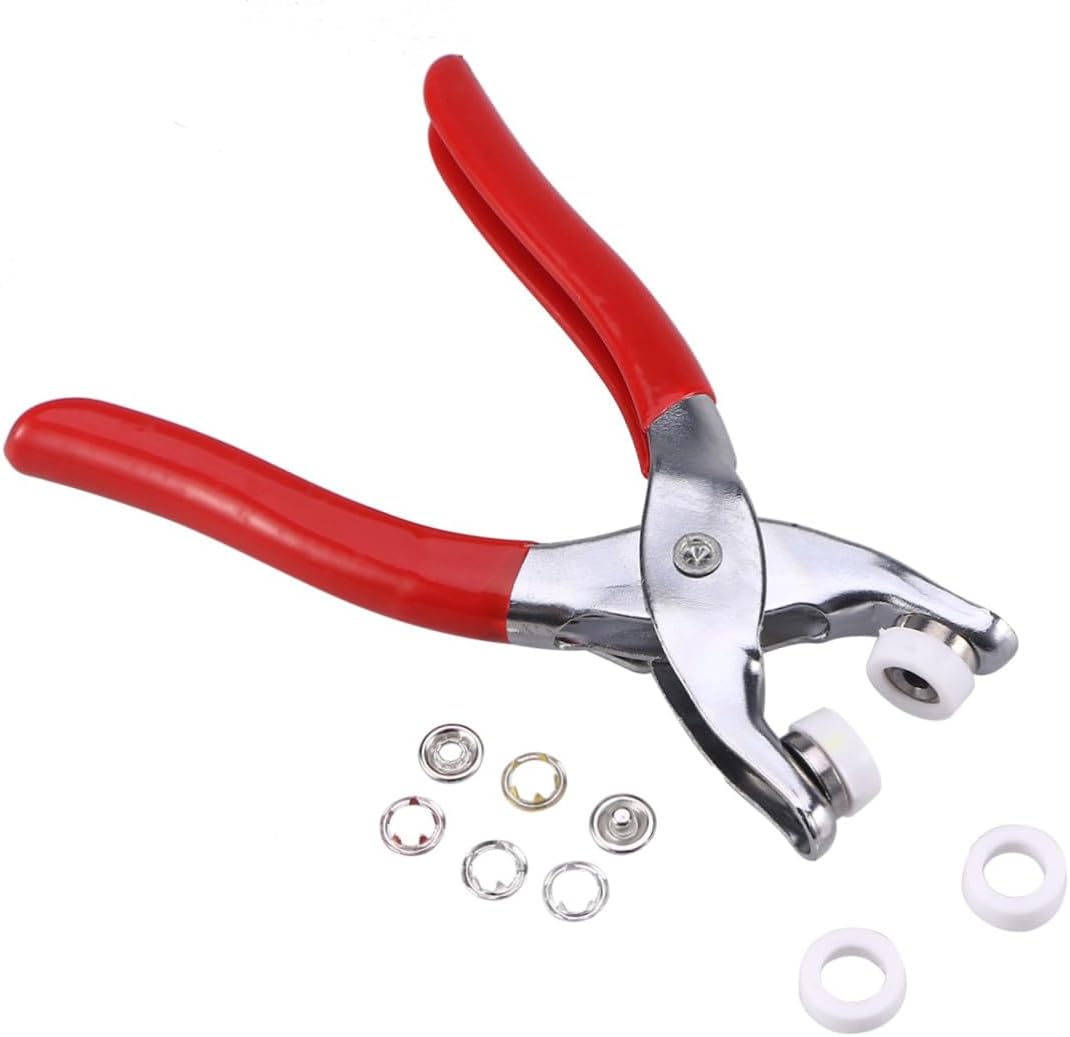 Gatuida 10 Sets Metal Prong Ring Snap Fasteners Kit with Colors and Press Pliers Tool for DIY Clothing Bibs Keyrings Dummy Clips Diapers Thin Fabric Crafts