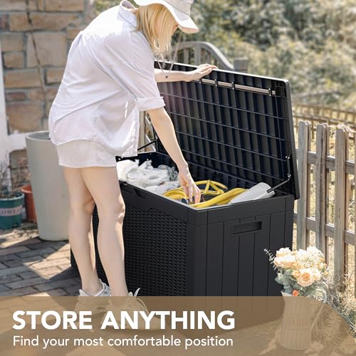 Devoko VCD-H 100 Gallon Waterproof Large Resin Deck Box Indoor Outdoor Lockable Storage Container thumb #6