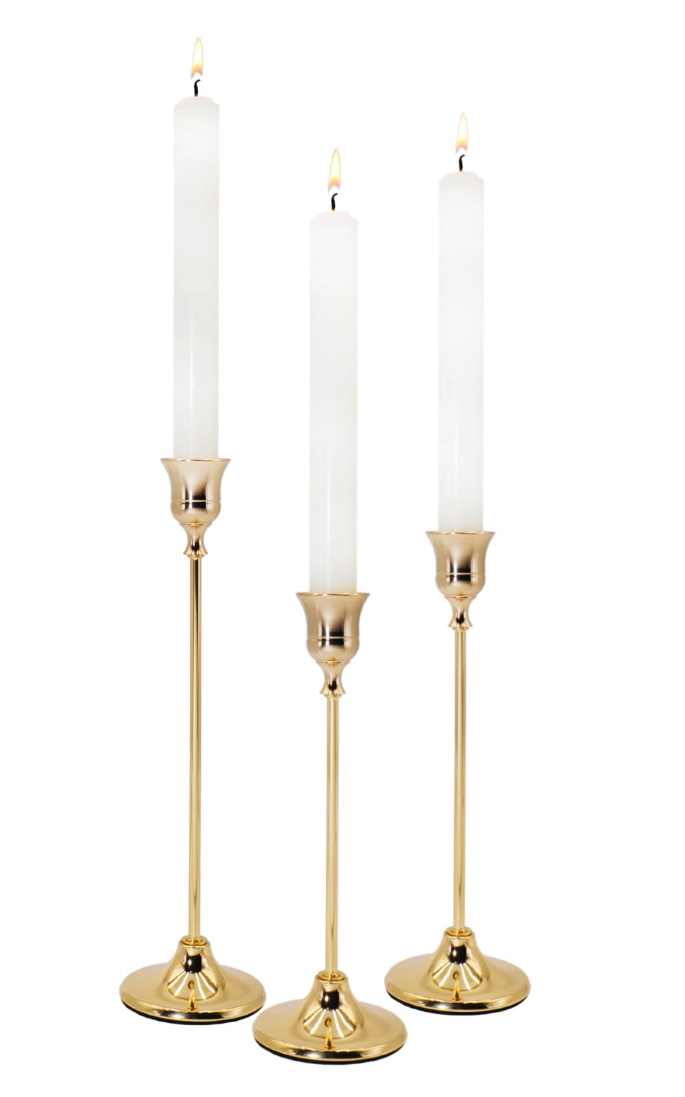 LEPAOSHENG Candlestick Holders 3PCS, Metal Taper Candle Holder, Gold Vintage Candle Holders for Pillar Candles, Table Mantel Wedding Festive Decor