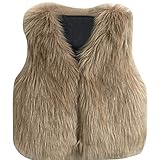 Baby Girls Winter Faux Fur Waistcoat Kids Warm Outwear Thick Coat Fashion Vest Clothes (4-5 Years, Khaki)
