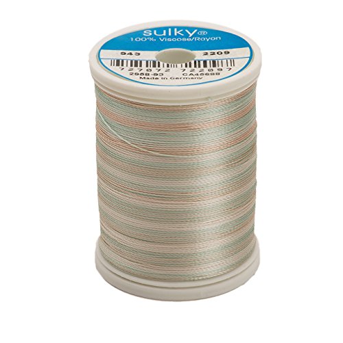 Hilo Rayon Sulky 850 yd Variegated Seafoam Coral Ecru miniatura 1