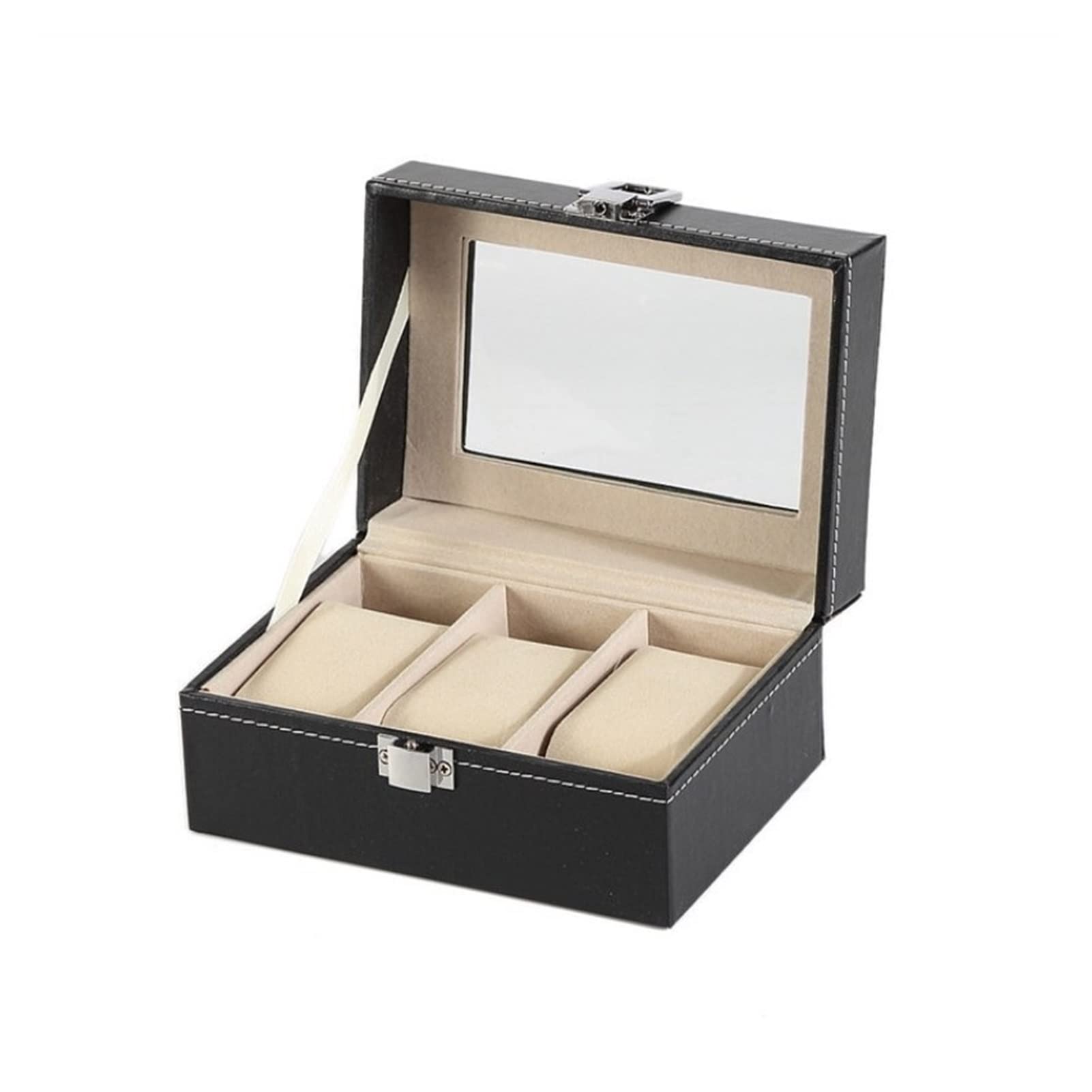 ANVLOJRIH Watch Box Multifunctional Portable Strap Organizer Hanging Double Layer Box for Storage and Display Watches Box(3 Grid)