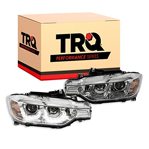 Image of TRQ 2 Piece Headlight Assembly Set Performance Halogen Driver & Passenger Side Compatible with BWM 328i 335i 2012-2015 BM2502169 BM2503169
