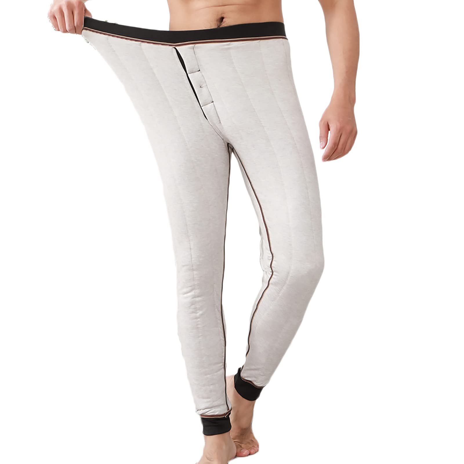 G&F Hombres Pantalones Térmicos para Ropa Interior Tres Capas Calzoncillos Largos Grueso Capa Base Leggings (Color : Black, Size : XL)