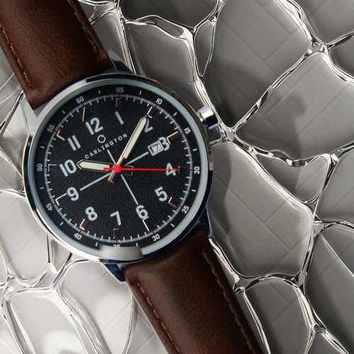 Image of Carlington Aristocrat Series Analog Date Watches for Men with Premium Leather Strap - CT 1075