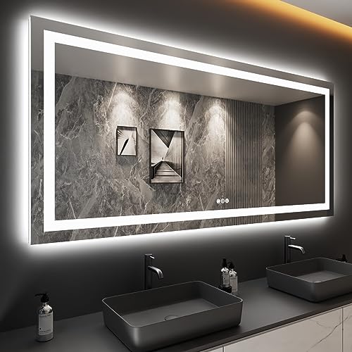 LOAAO 80"X40" LED Mirror for Bathroom, Lighted Bathroom Mirror with Lights, Anti-Fog, Dimmable, Memory Function, Easy to Install, Clear Reflection
