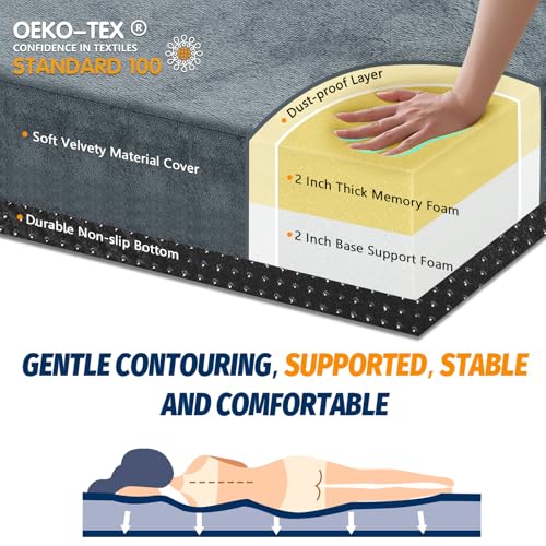 Image of CYMULA Memory Foam Camping Mattress Pad, Sleeping Mat, Portable Roll Up Mattress for Adults, Camping Bed Pads for Sleepover, Car Bed with Travel Bag