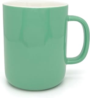 TREEWOO Stylish Ceramic Coffee Mug Smooth Solid Color Underglaze Cup for Men and Women Office and Home Use,12oz/12oz, Sea Green