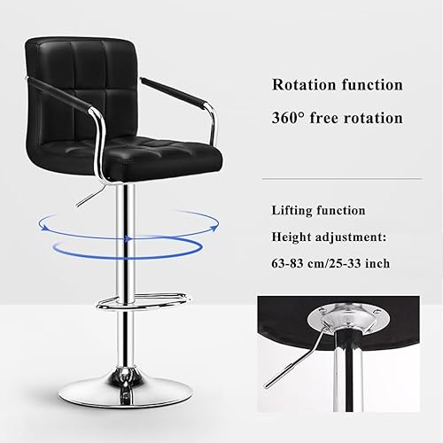 Miniatura 3 de GIZNXBA Taburetes de bar giratorios de cuero para taburete de cocina, taburetes de bar de altura ajustable con respaldo silla de comedor con