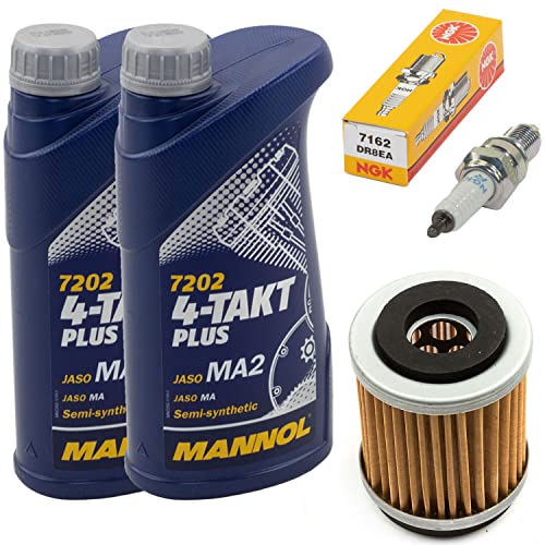 Wartungspaket Öl 2L + Ölfilter + Zündkerze für Yamaha TW 125 TW 200 TW125 TW200 Trailway Baujahr 1987-2015