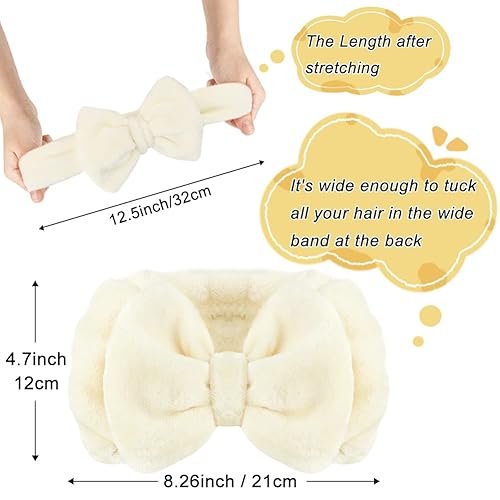 Miniatura 9 de Shintop Diadema de lavado facial, diadema suave de spa, diadema de maquillaje de vellón con lindo lazo elástico para el cuidado de la piel y duchas