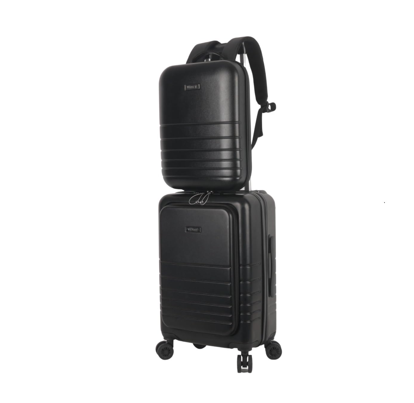 Valigia + Zaino Bagaglio a Mano Rigida 55x24x33 | Trolley Cabina 4 Ruote 360° | Lucchetto TSA | USB-C Ricarica | Porta Borraccia | Supporto Smartphone | Set con Zaino Rigido 31x8x40 |