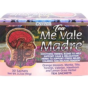 Me Vale Madre Natural Calming Tea: 100% Natural for Relaxation, Support Tranquility and Relief Herbal Tea. Te Relajante y Calmante para Nervios, Tension y Dormir Mejor – 30 Tea Bags