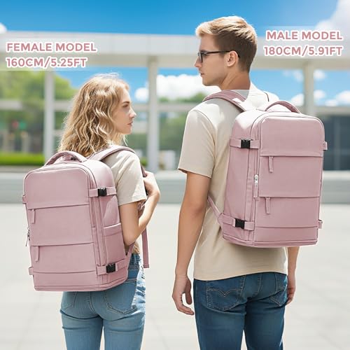 Image of coowoz Travel Backpack For Women Men,Carry On Backpack,Hiking Backpack Waterproof Outdoor Sports Rucksack Casual Daypack travel essentials(Pink Purple)
