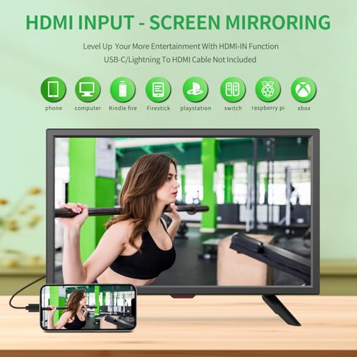 TV 20 inch,Full Viewing Angles 1080P HD,Small Kitchen Wall-Mounted Digital TV-HDMI/USB Ports-Dual Power DC-12V& AC Adapter Inputs for Your Caravan & Bedrooms - Image 6
