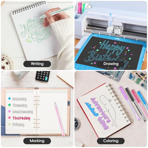 Image of 0.8mm Acrylic Gel Pen Set, Compatible with Cricut Maker 3 /Maker 4 /Maker /Explore 3 /4 /5 /Air 2 /Air, 7 Pack Medium Point Pens for Writing, Drawing, DIY Crafts