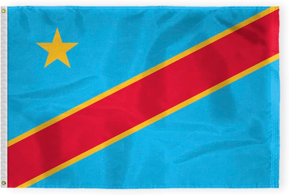 AGAS Democratic Republic of Congo Flag 2x3 ft Outdoor 200D Nylon Double Stitched Hem Never Rust Brass Grommets Canvas Header Congolese National Flag