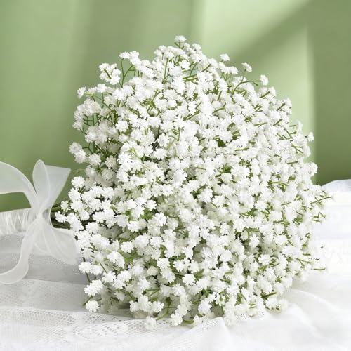 Briocht 6 Pcs Artificial Flowers Faux Flowers Real Touch Gypsophila Artificial Flowers Babys Breath Bouquets Fake Flowers for Wedding Party Diy Floral Arrangements Home Decoration