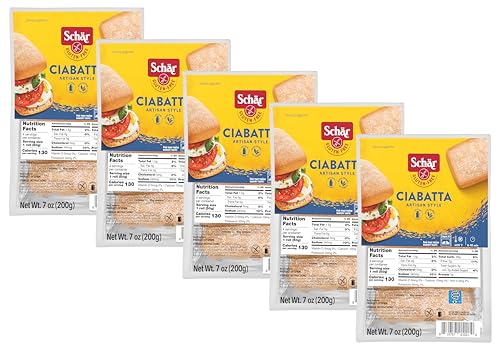 Schär Gluten-Free Ciabatta Rolls, 7oz (5-Pack) – Wheat-Free,...