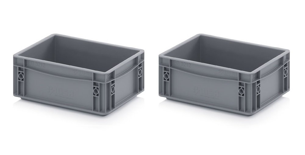 Auer Packaging Eurobehälter 40 x 30 x 12 Euro stapelbar 40x30x12 Lagerbox Eurobox kleine Plastikbox grau für Auto Regal Wohnmobil Lager Handwerk Heimwerker Box Plastik Kiste