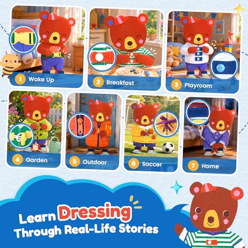 Image of JoyCat Dressing Busy Book for Toddlers 2-4,Montessori Travel Toys