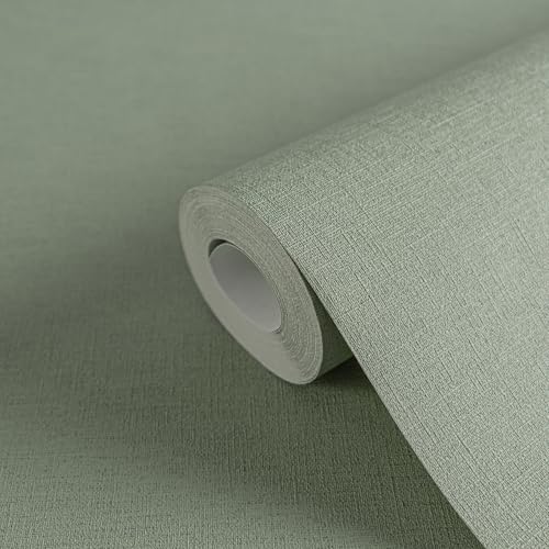 A.S. Création Vliestapete mit Textilstruktur - helle Uni-Tapete in Grün 10,05 m x 0,53 m - 371787