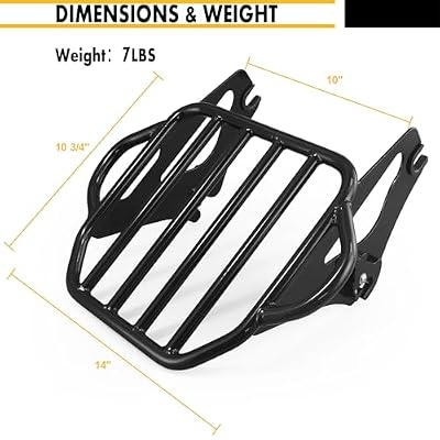 Detachable King Size 2-UP Luggage Rack Fits for Harley Touring Street Glide/Road King/Road Glide/Electra Glide/CVO/Ultra Limited 09-25 (Black)