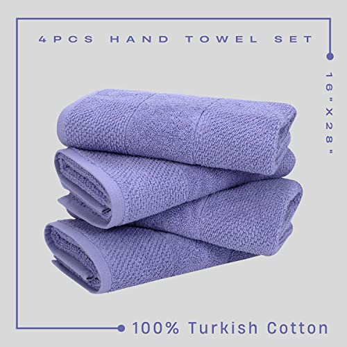 Antioch Home Bathroom Hand Towels, Hotel Quality & Fluffy & Absorbent & Soft & Fast Drying Turkish Hand Towels For Bathroom, 100% Cotton Turkish Hand Towel Set - [ 4 Pack – 16 X 28 Inches ] - Lavender #TOP1