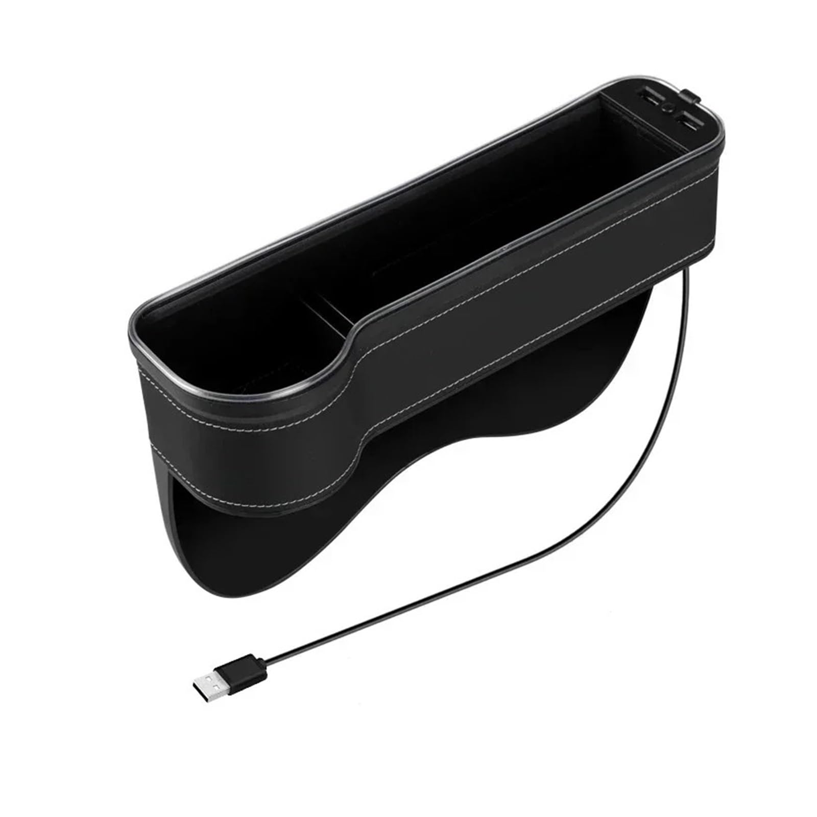 Expansor De Portavasos Caja De Almacenamiento para El Hueco del Asiento del Coche con 2 Cargadores USB Y Luz LED Soporte para Bebidas(Black A)