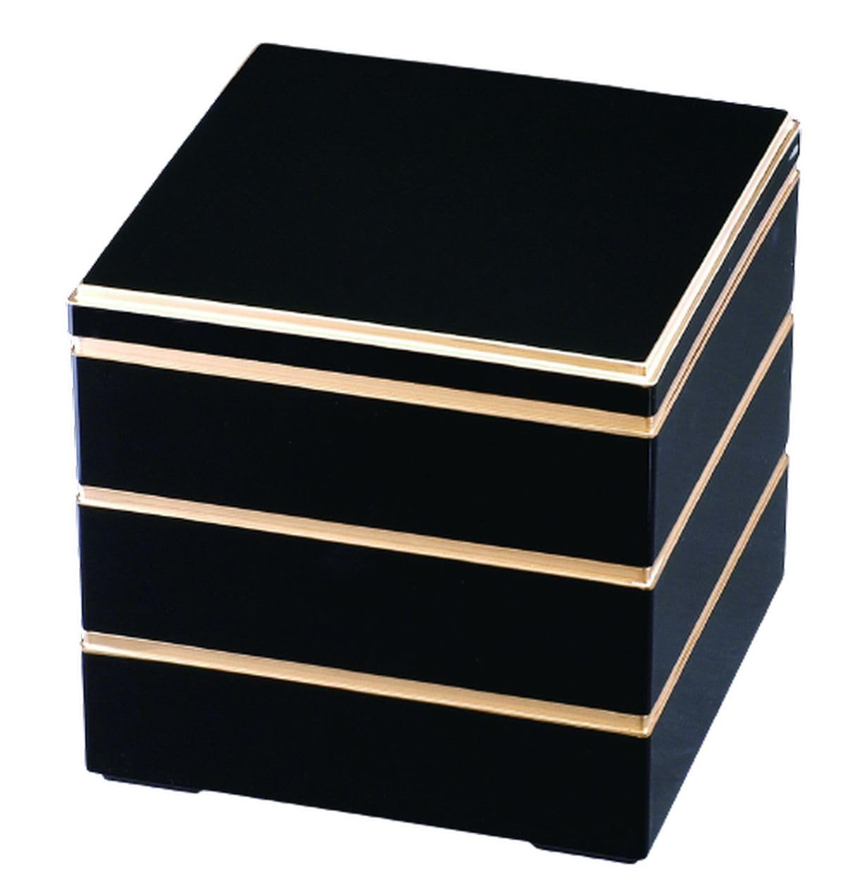 J-kitchens Heavy Box, 3 Tiers, 6.5 Inches, Yamato School Kura, Heavy Box, Kurobuchi Gold, 7.8 x 7.8 x 7.6 inches (19.8 x 19.8 x 19.2 cm), Made in Japan