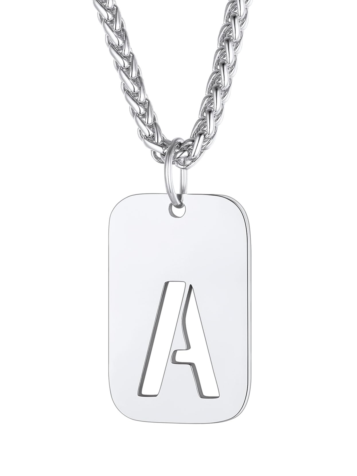 Richsteel Personalizable Letras en Chapa Militar con Collar 55cm+5cm, Acero Inoxidable