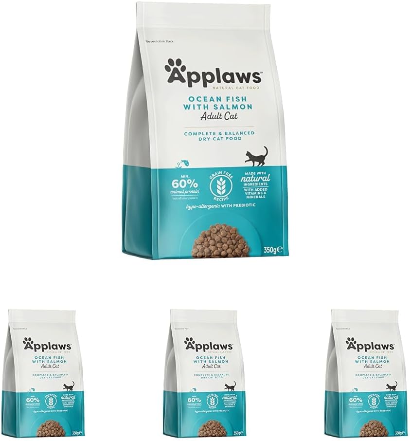 Applaws Complete Natural Dry Cat Food 350g Adult Ocean Fish with Salmon (Pack of 4)