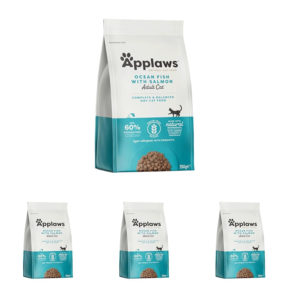 Applaws Complete Natural Dry Cat Food 350g Adult Ocean Fish with Salmon (Pack of 4)