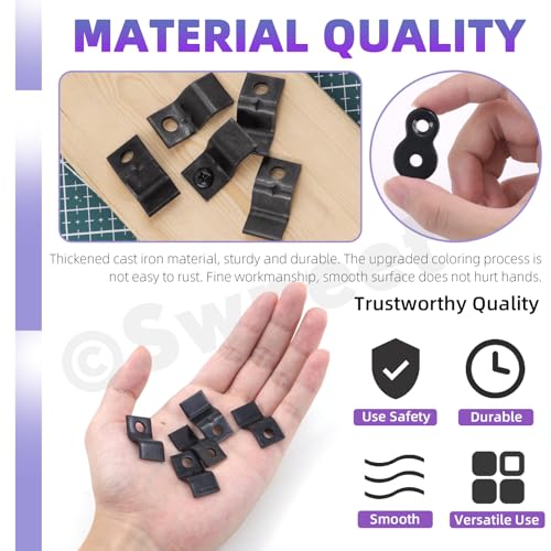 Swpeet 40 works Black 2 Styles Heavy Duty 8 Table Top Connector and Z Adjustable Corner Brackets with Matched Screws Assortment Kit - Image 3
