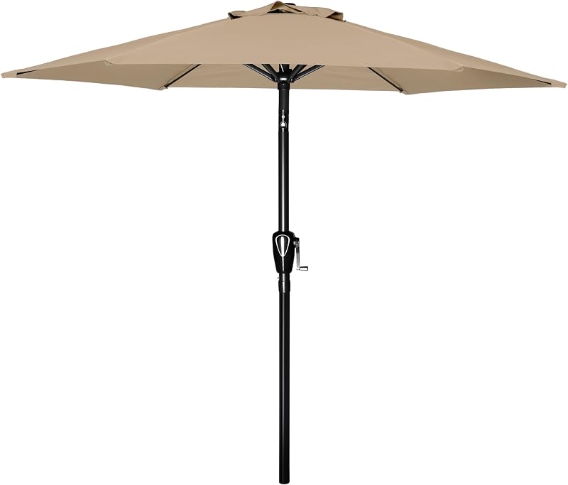Paraguas de lujo simple para patio de 9', mesa para exteriores, sombrilla para patio con botón de inclinación/manivela