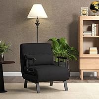 COSTWAY Fauteuil Convertible 1 Place, Fauteuil-Lit Chauffeuse 4-en-1 Dossier Réglable 6 Position, Oreiller, Si